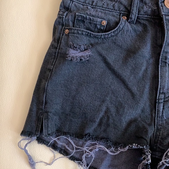 Black/navy jean short shorts - Picture 2 of 3